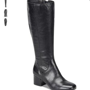 Born Tall Black Leather Heeled Boots Size 9.5